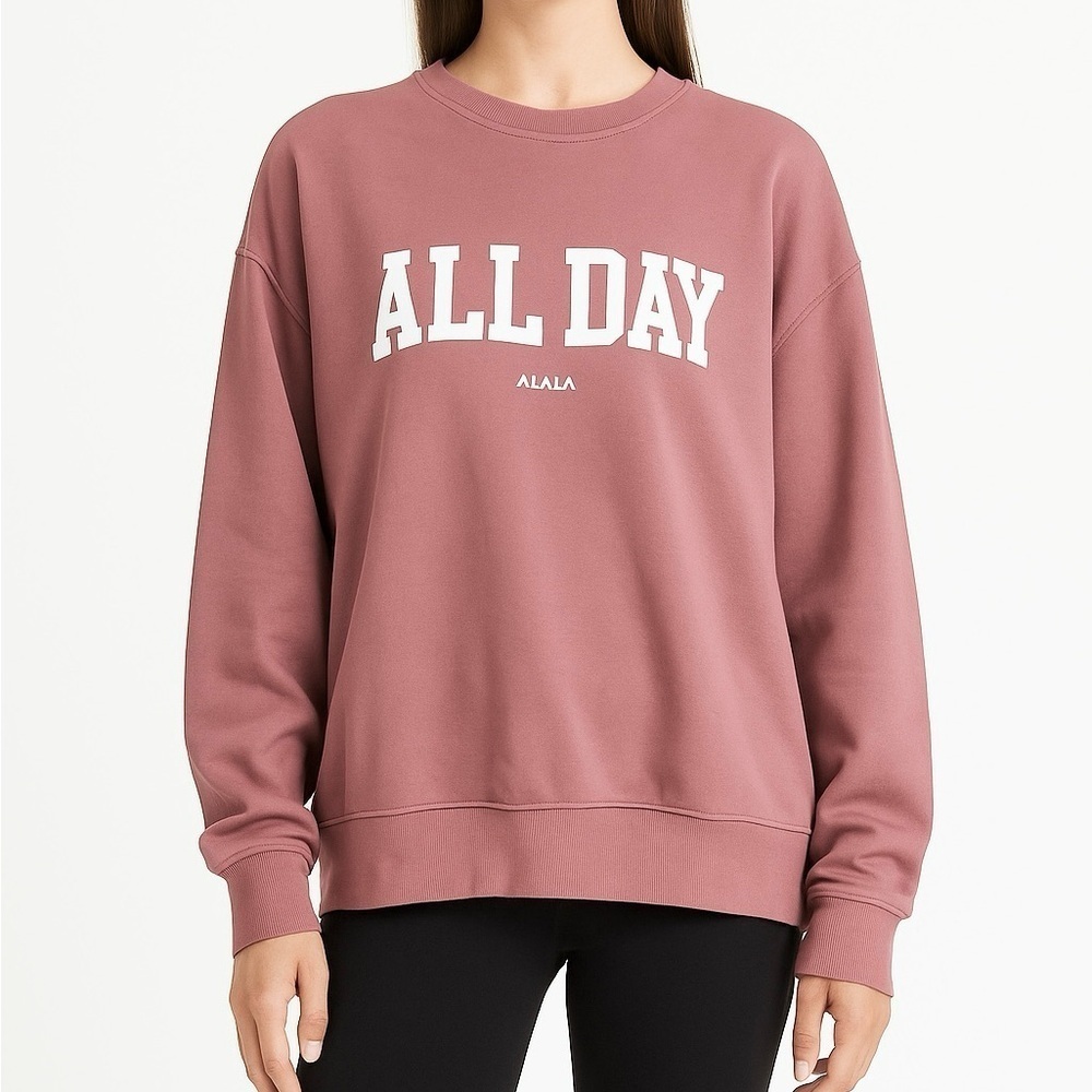 Alala All Day Mauve Oversized Graphic Crewneck Sweatshirt M Athleisure Lounge
